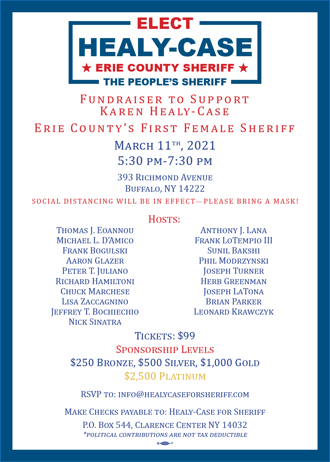 (In Person) Karen Healy Case for Sheriff Fundraiser Erie County Republican Committee