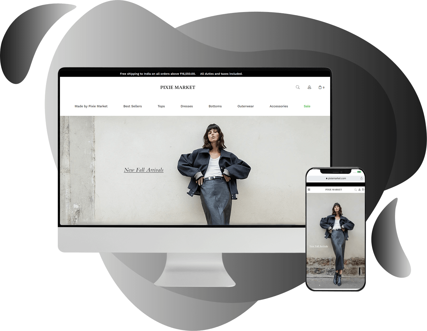 Pixie Market Portfolio Shopify site Development