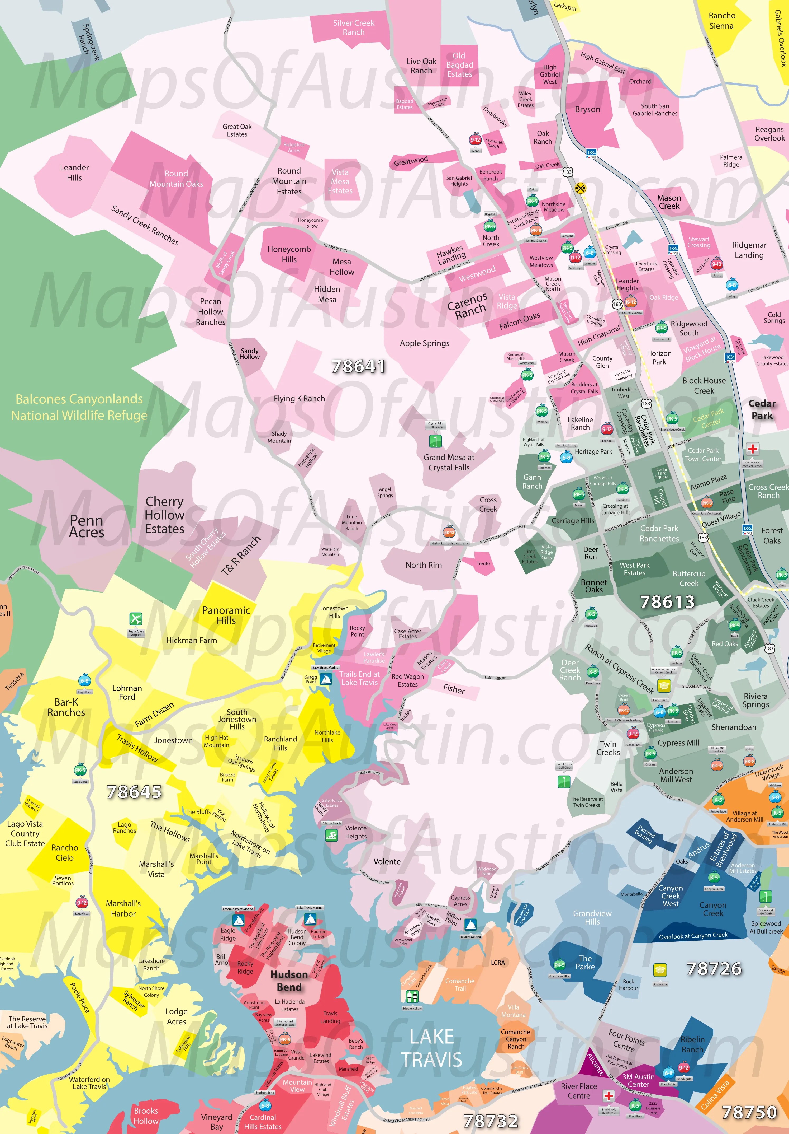 Leander, TX Leander Neighborhood Map Leander Subdivisions Maps of