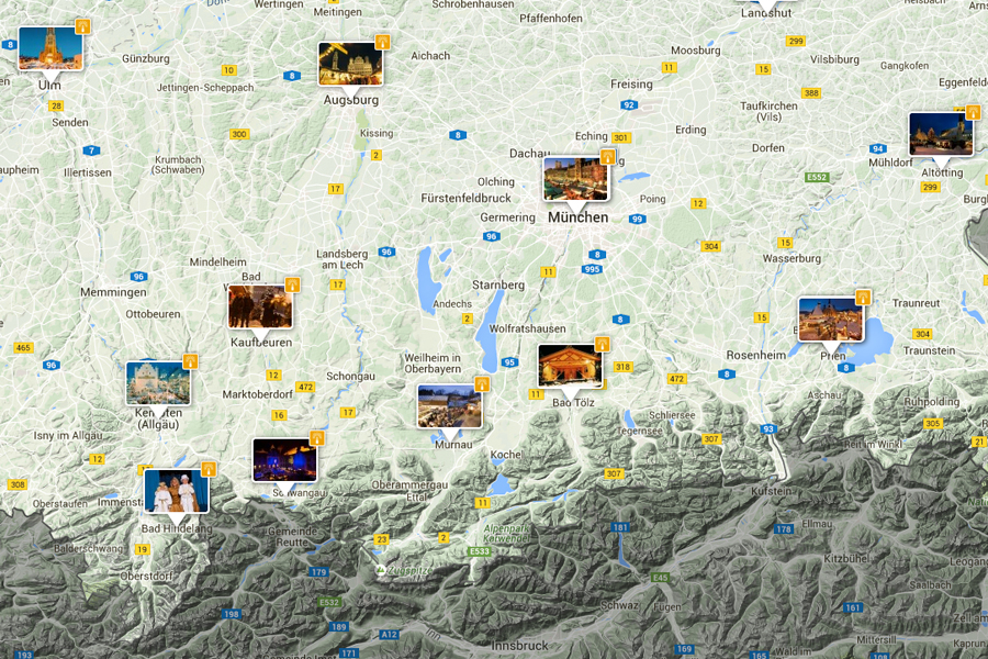 Kerstmarkten Duitsland 2022 Kaart Een selectie van Duitse kerstmarkten op een kaart