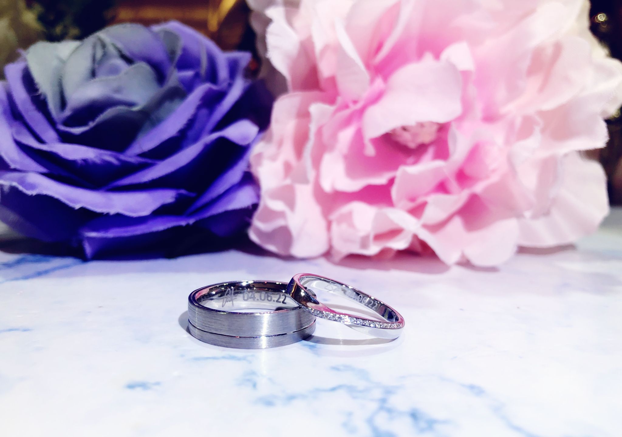 Wedding Bands with Diamonds in 18k Gold, White eClarity Diamonds