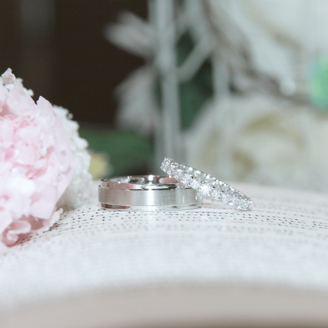 Wedding Bands with Diamonds in 18k White Gold eClarity Diamonds and