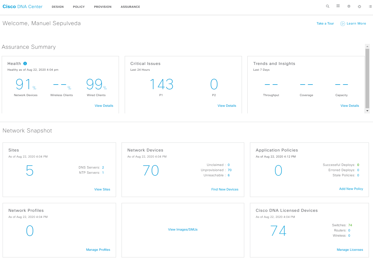 Plataforma de Administración de red Cisco DNA Center CCNA 200301