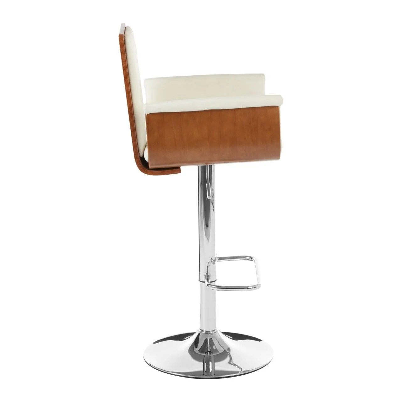 Walnut Wood White Bar Chair With Raised Arms Benches, Bar Stools