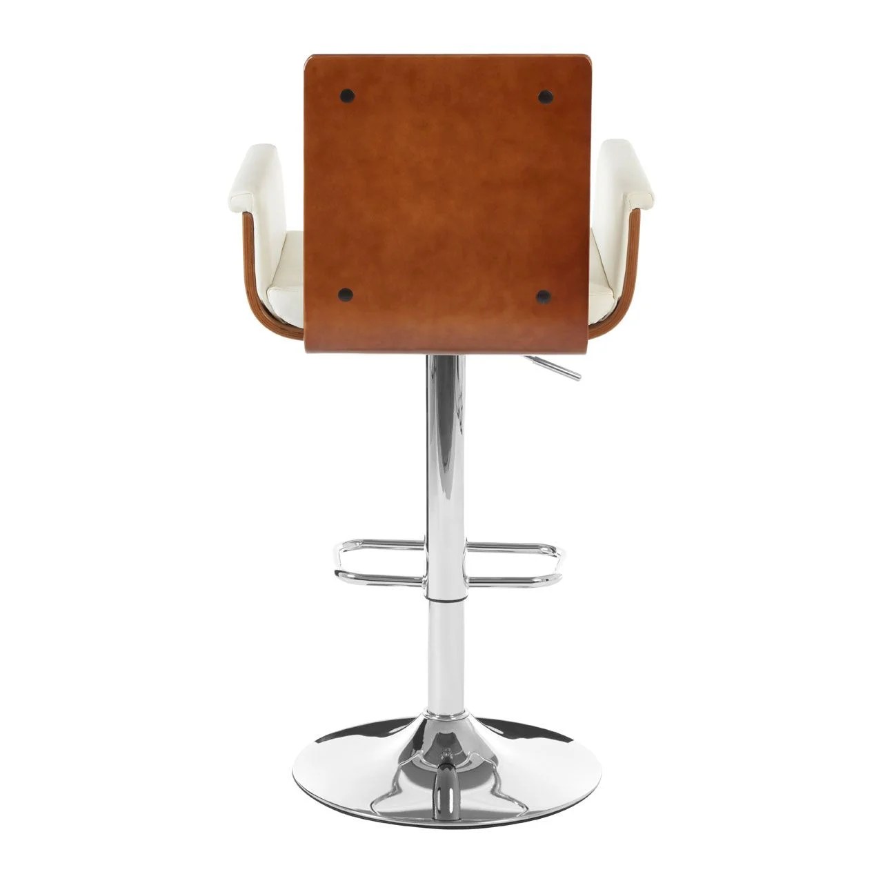 Walnut Wood White Bar Chair With Raised Arms Benches, Bar Stools