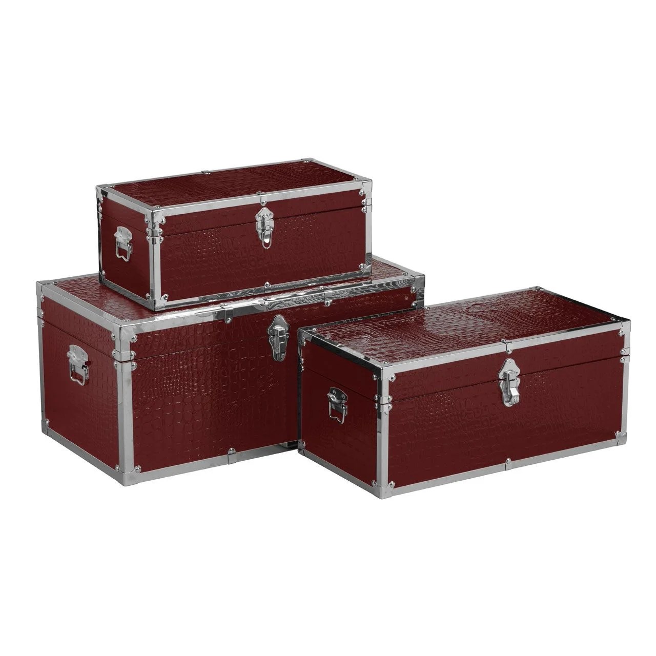 Crocodile Leather Effect Red Trunks Trunks, LIVING ROOM Eclectic Niche