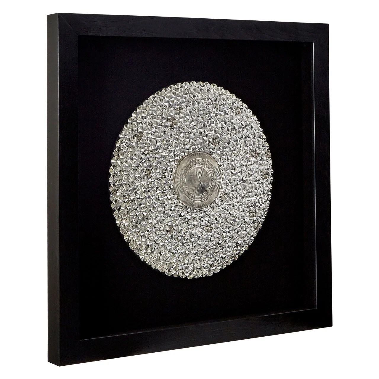 Framed Silver Round Disc Wall Art