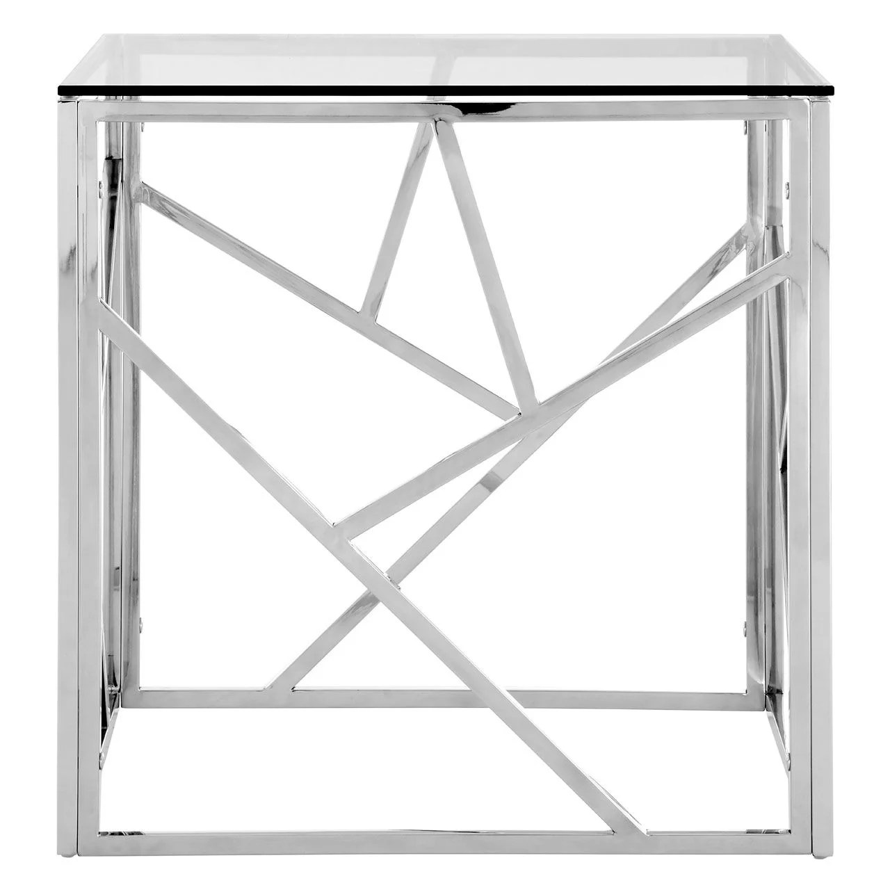 Allure Stainless Steel Geometric End Table LIVING ROOM, Side Tables Eclectic Niche