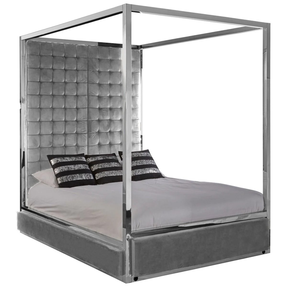 Piermount Grey Velvet Bed BEDROOM, Beds Eclectic Niche
