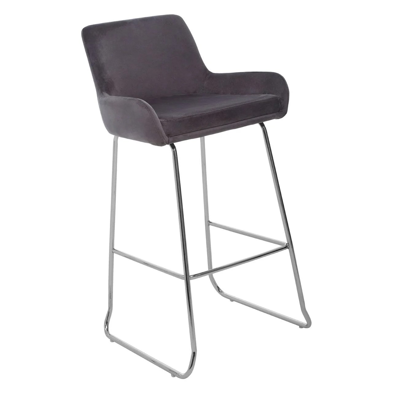 Tamzin Mink Velvet Bar Chair With Low Arms Benches, Bar Stools