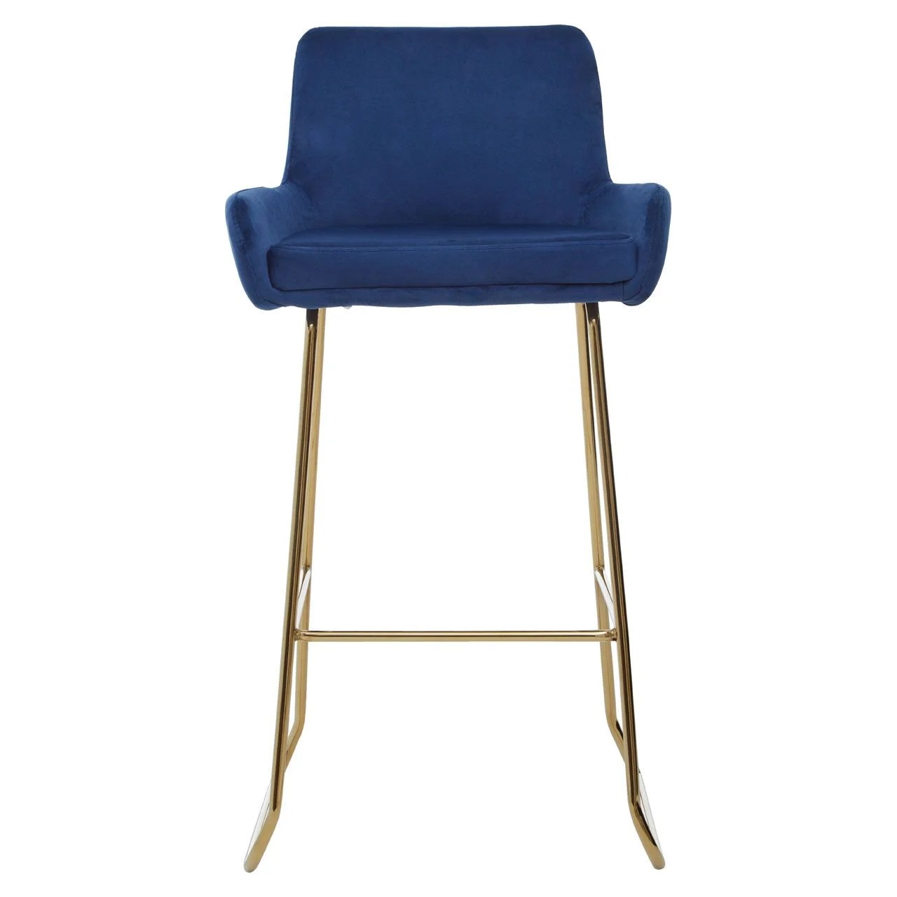 Tamzin Blue Velvet Bar Chair With Low Arms Benches, Bar Stools
