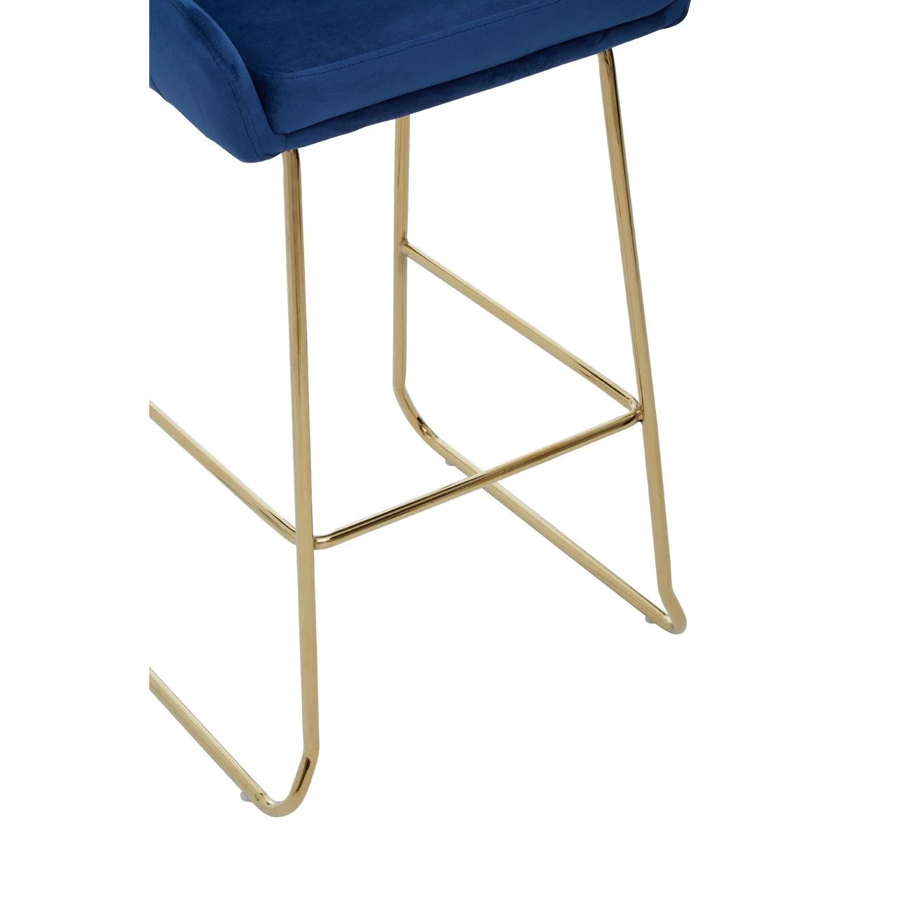 Tamzin Blue Velvet Bar Chair With Low Arms Benches, Bar Stools