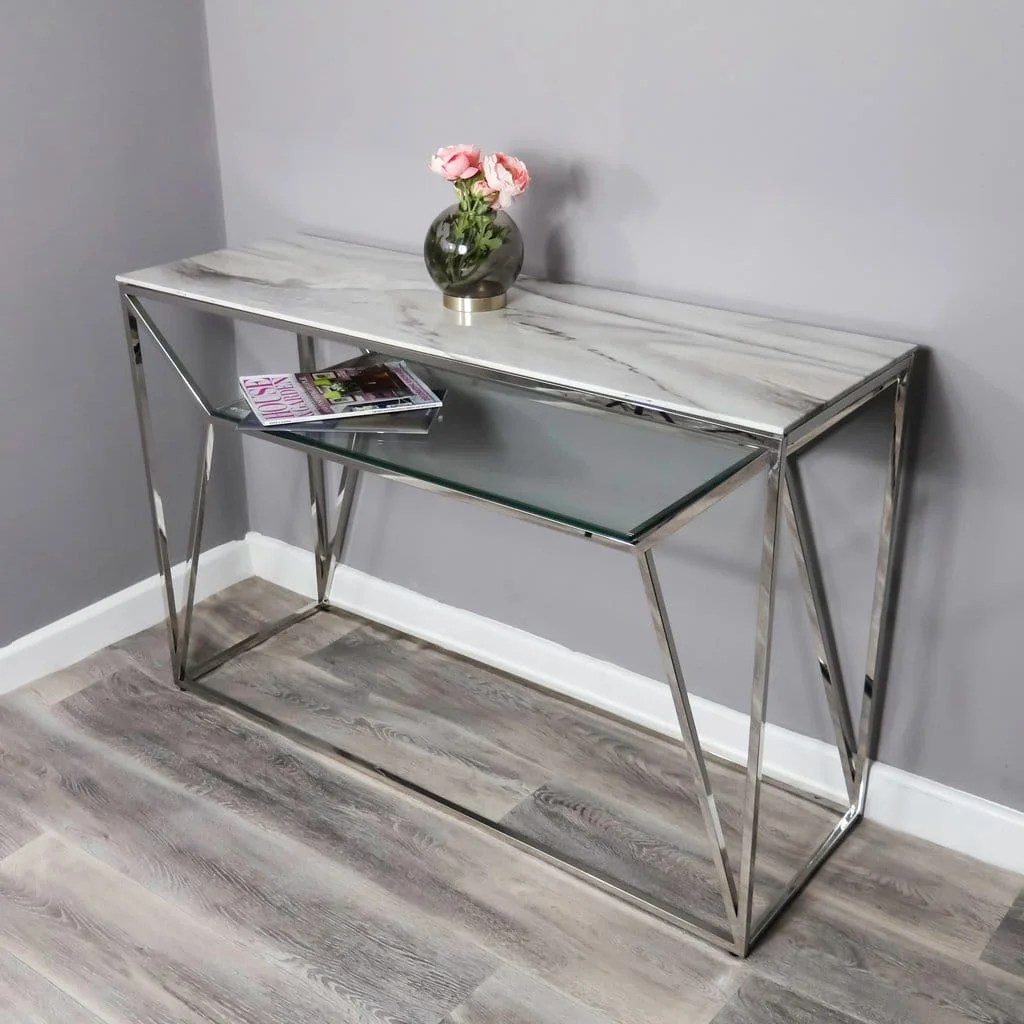 Marble Glass Console Table Console Tables Eclectic Niche