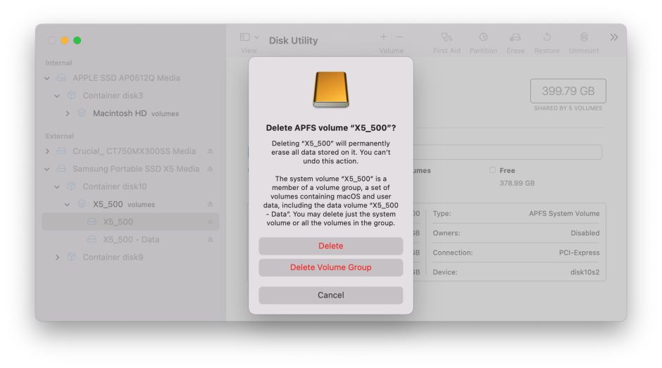 Why you shouldn’t delete one of a Volume Group in macOS 11 or later The Eclectic Light Company