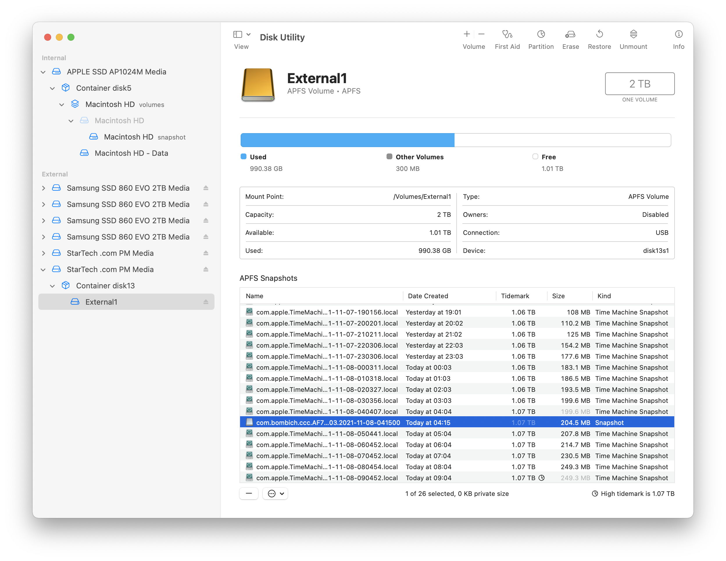 Disk Utility now has full features for managing snapshots LaptrinhX