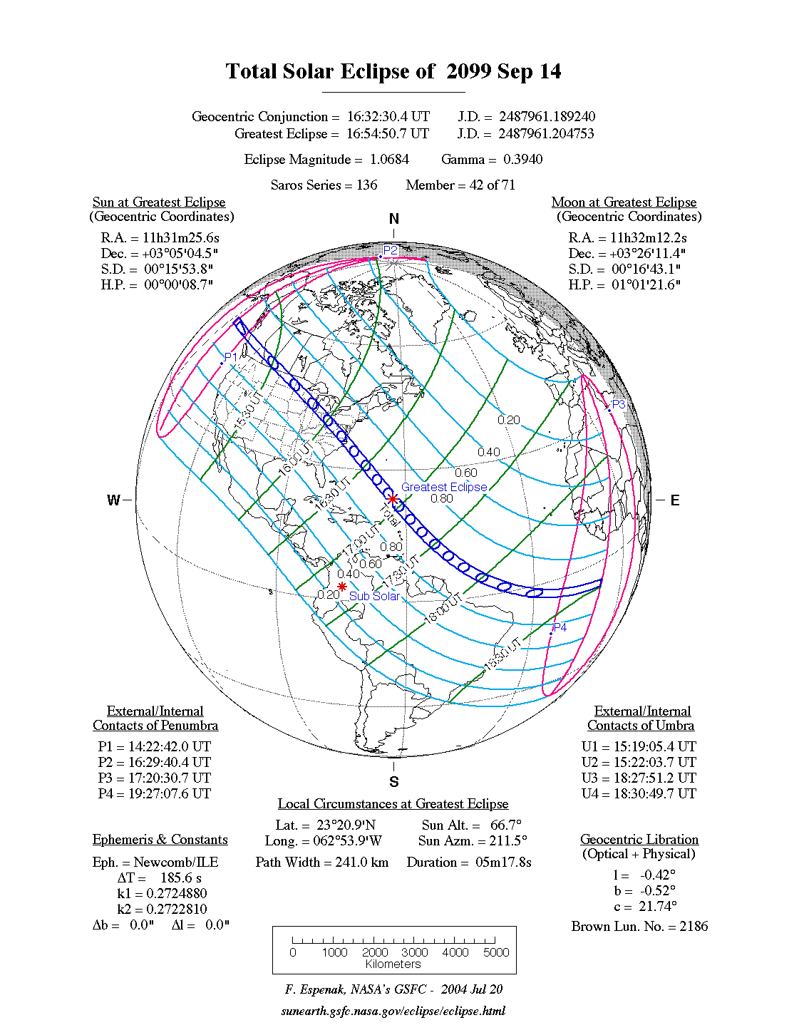 2099 Solar Eclipse Map NASA Total Solar Eclipse of 2099 Sep 14