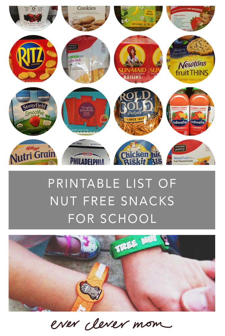 Ever Clever Mom Printable List of NutFree Snacks