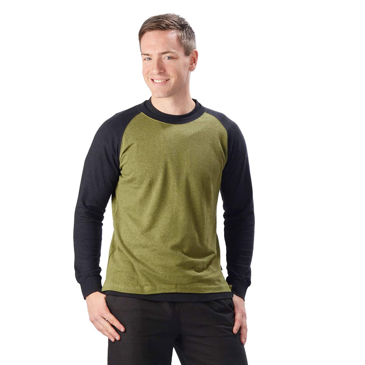 Men's Hemp Long Sleeve Baseball Top Effort's EcoEssentials