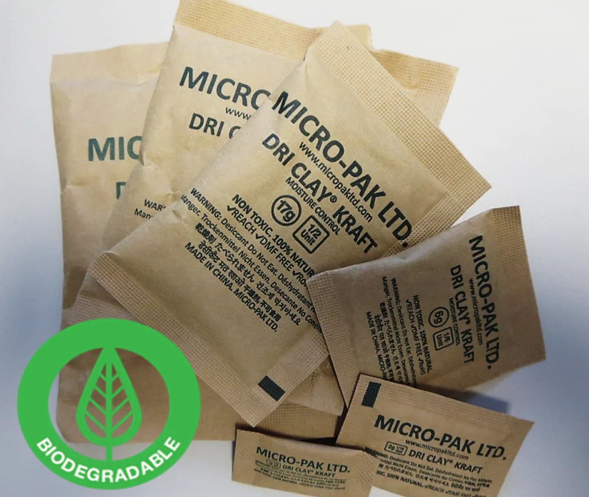 Fight Mold & Moisture Dri Clay® Kraft Biodegradable Desiccant Packs