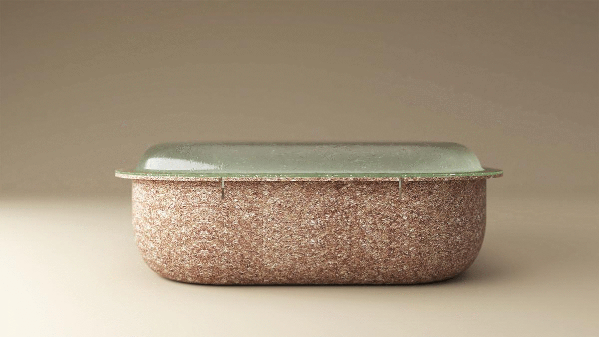 This is the edible food container made from wheat husks