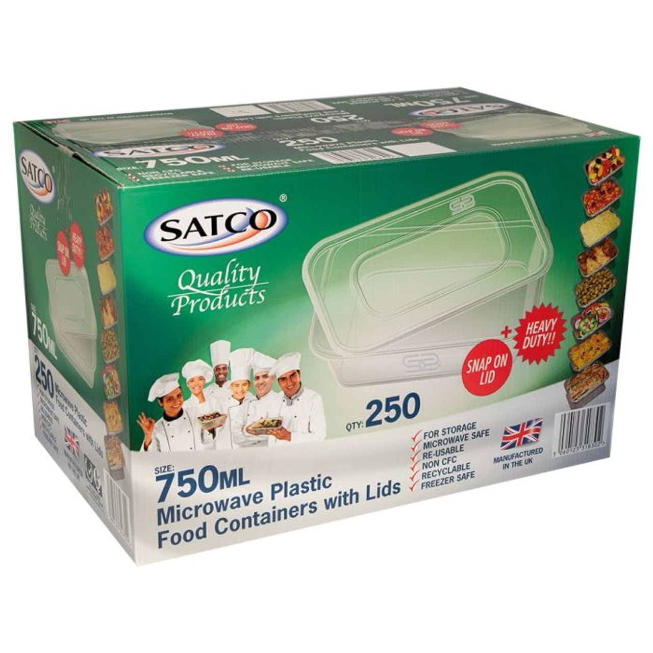 SATCO 650ML Microwave Plastic Containers with Lids 250 EcoBoxes