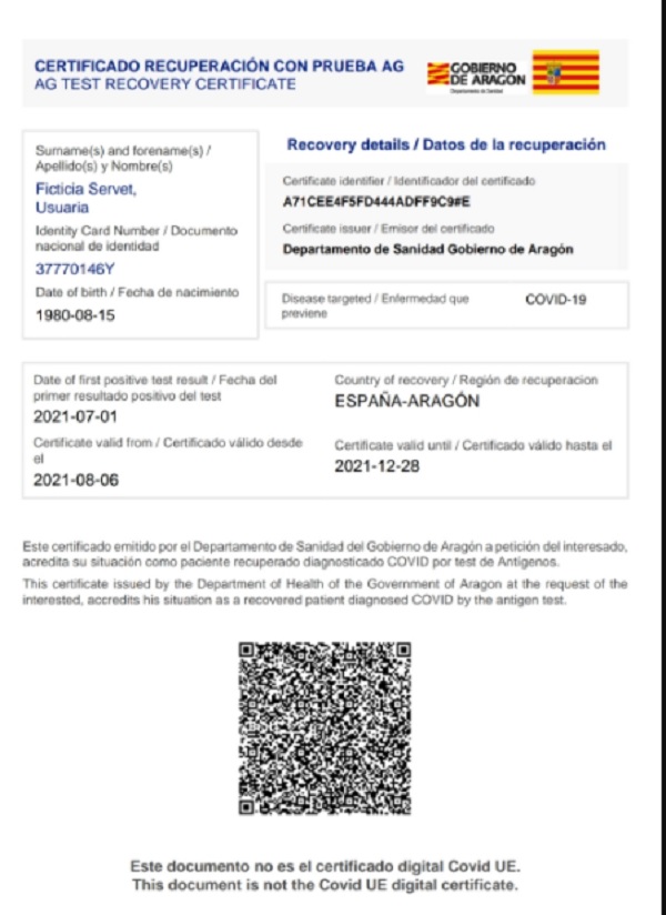 Aragón emite desde hoy un certificado propio de recuperación para las