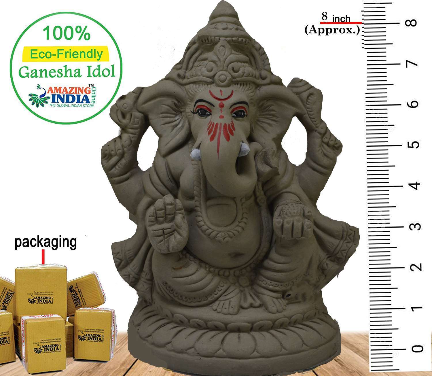 Ecofriendly Ganesha Idol natural gray clay kacchi mitti Ganpati for