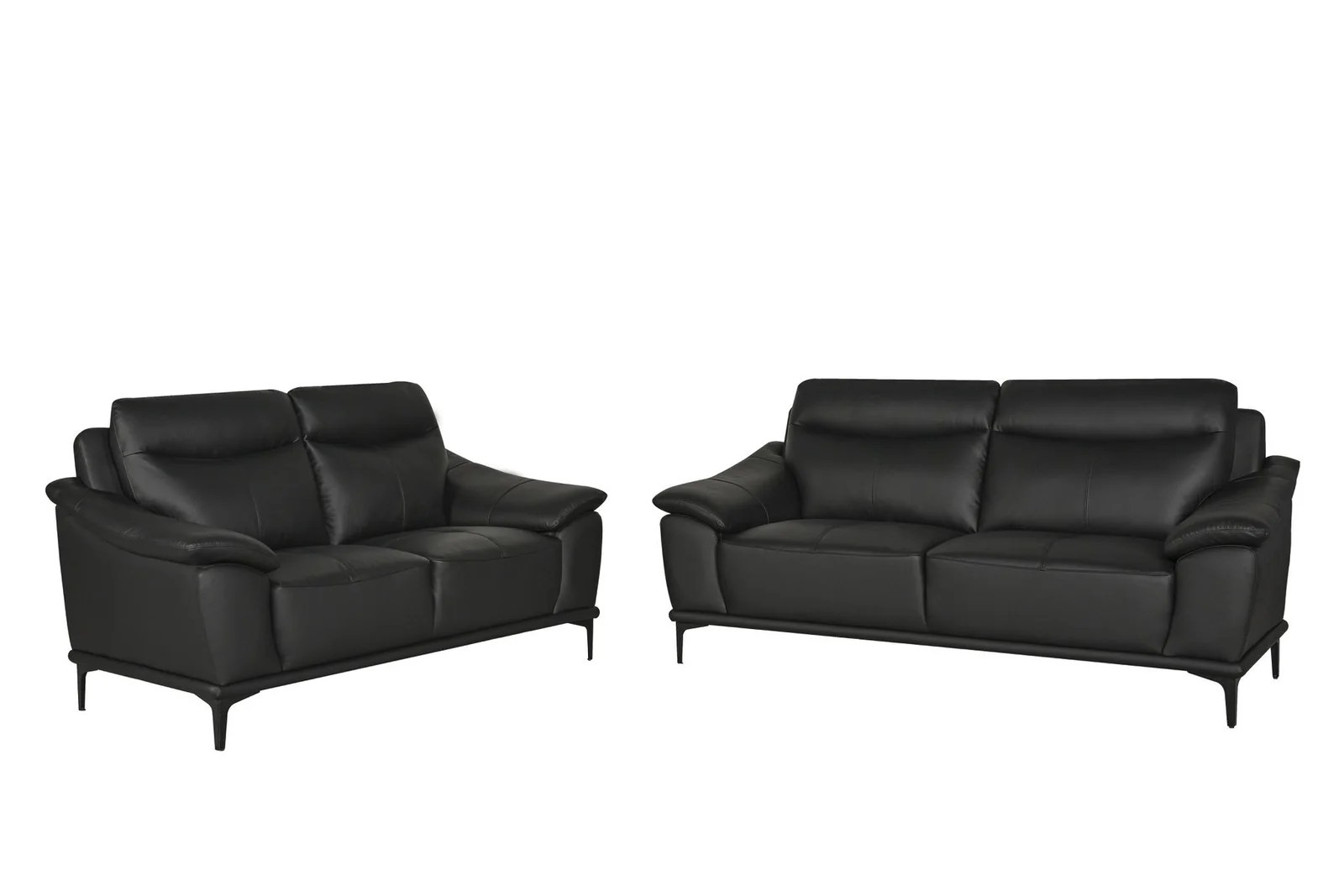 3+2 Black Leather Sofa Set Eco Furniture