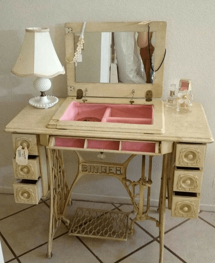 Dressing table vanity from repurposed sewing machine ecogreenlove