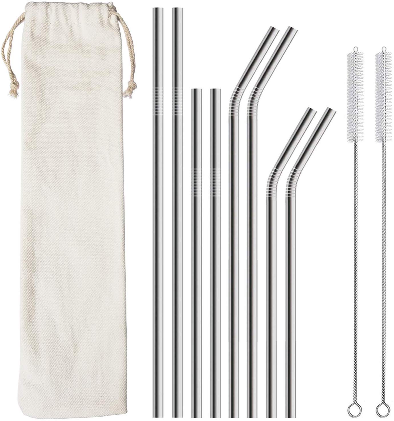 Stainless Steel Straws, Set of 8 Ecoigy