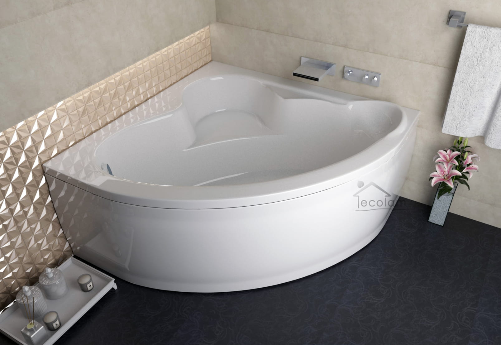 Badewanne Eckwanne Standard 130 x 130 cm ECOLAM