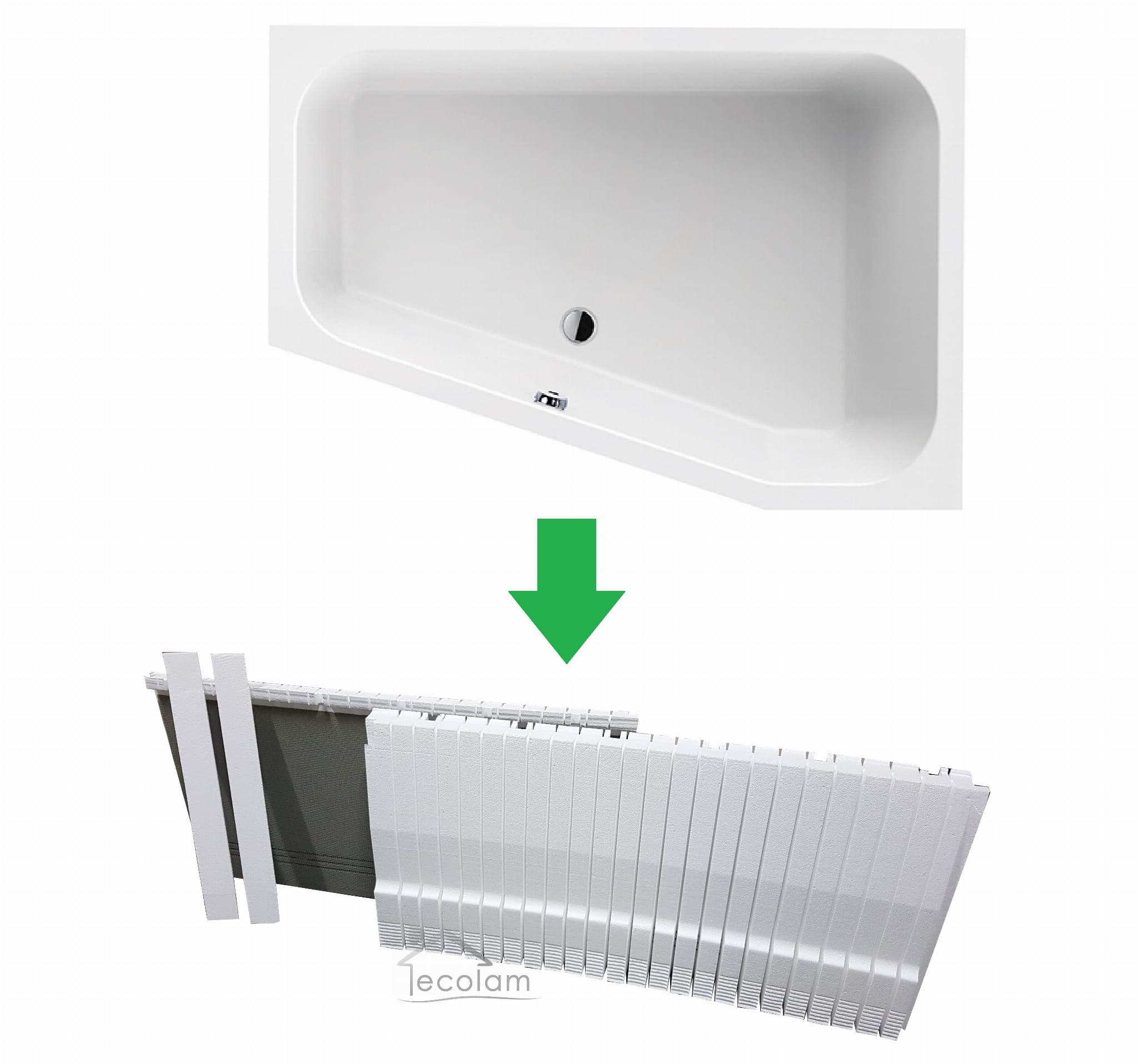 große Badewanne Eckbadewanne WTL FREE 120 x 175 cm rechts ECOLAM