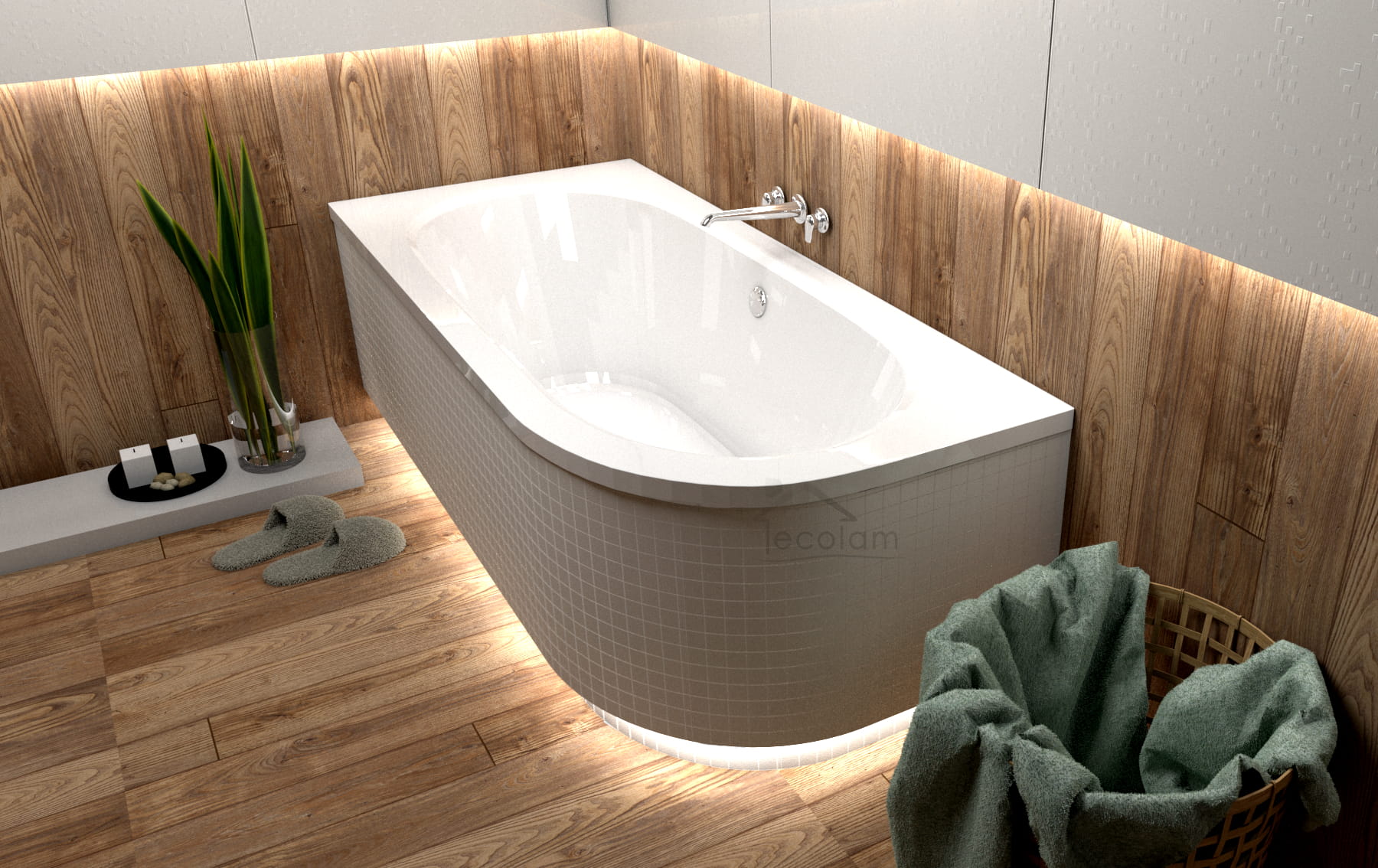 Badewanne Eckbadewanne Avita 150x75 cm links optional LedVerkleidung ECOLAM