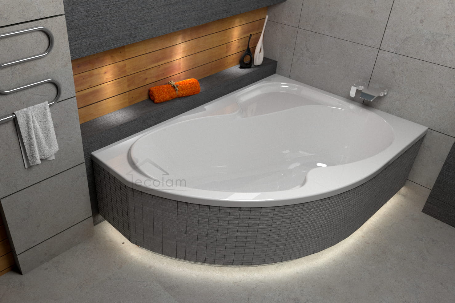 Badewanne Eckbadewanne Fortuna 170x100 cm rechts optional Led