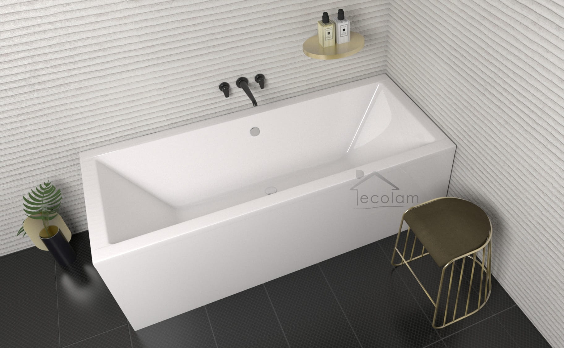 Badewanne Rechteck Quadro 170 x 75 cm ECOLAM