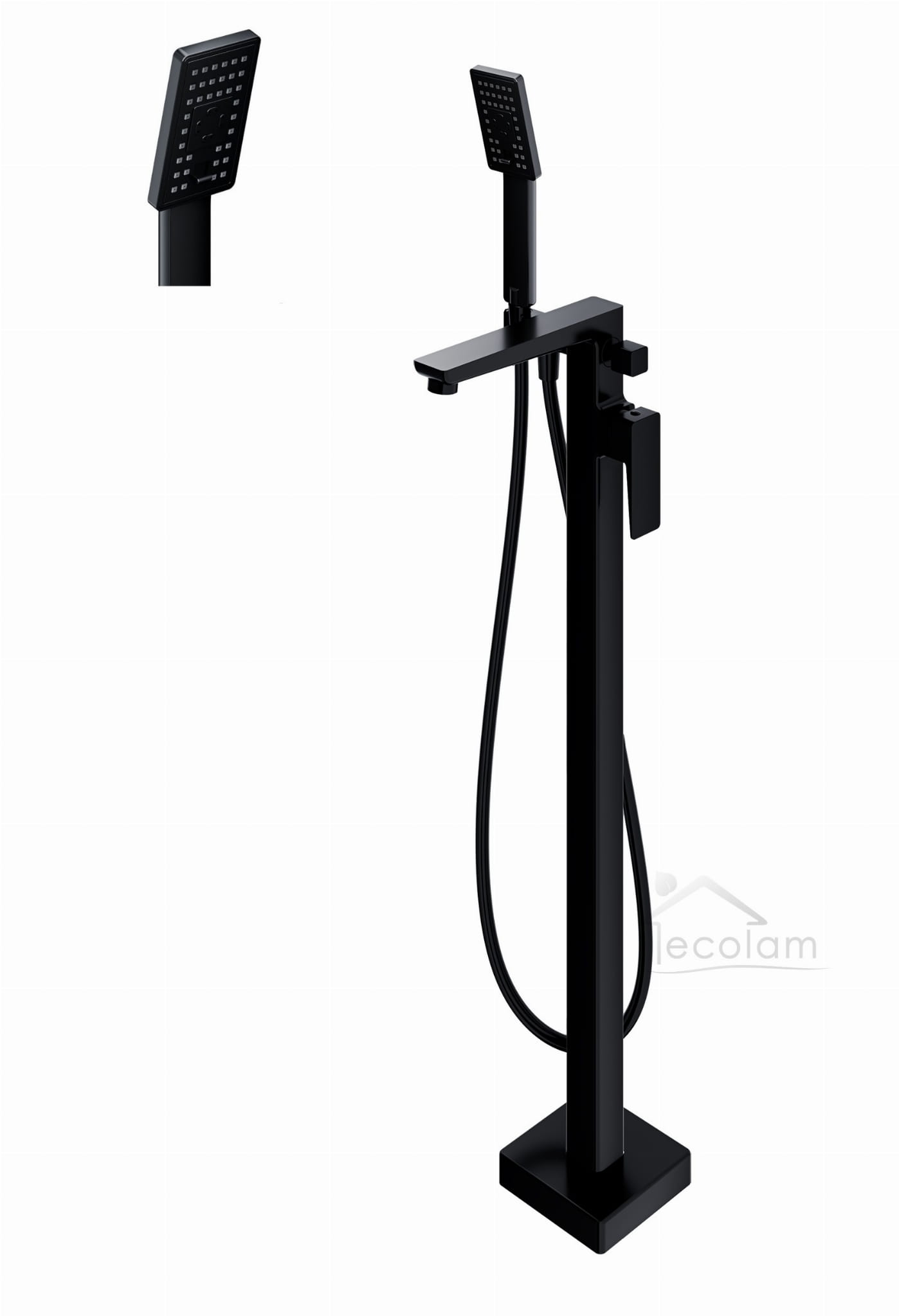 freistehende Standarmatur schwarz für Badewanne Wannenarmatur stehend mit Handbrause Parma black