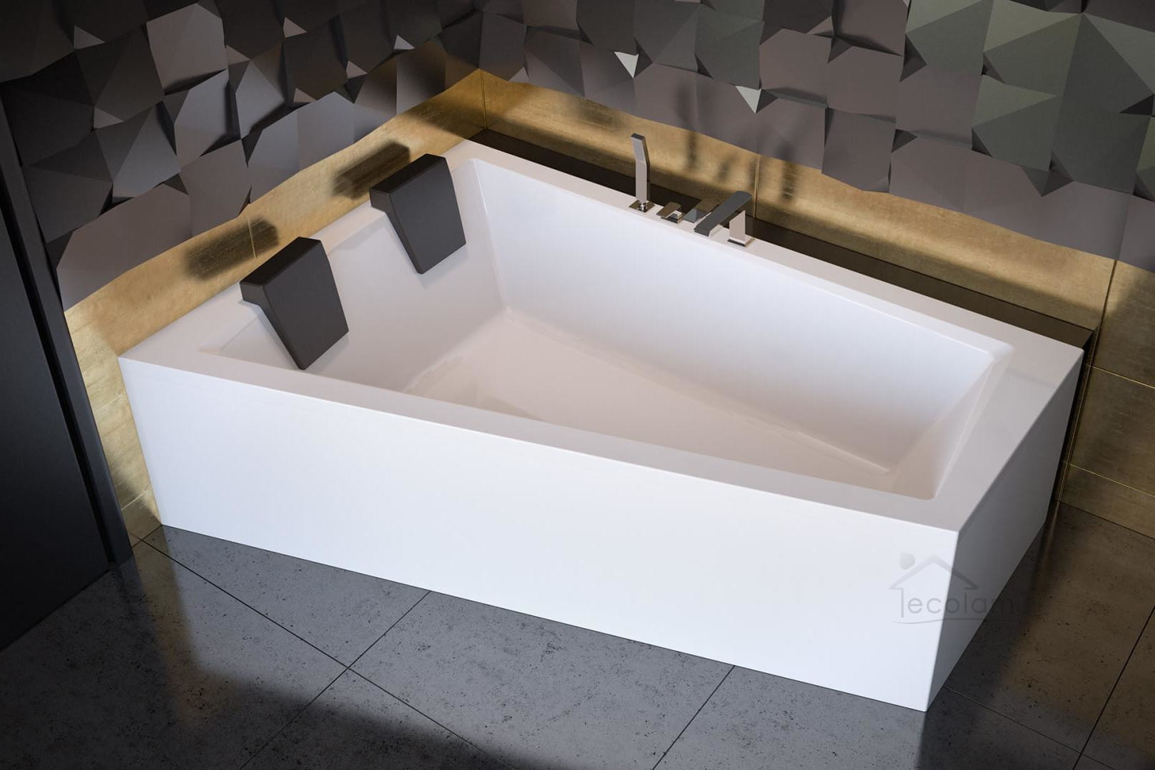 Badewanne Eckbadewanne Intima Duo 180 x 125 cm links optional Kopfstütze ECOLAM