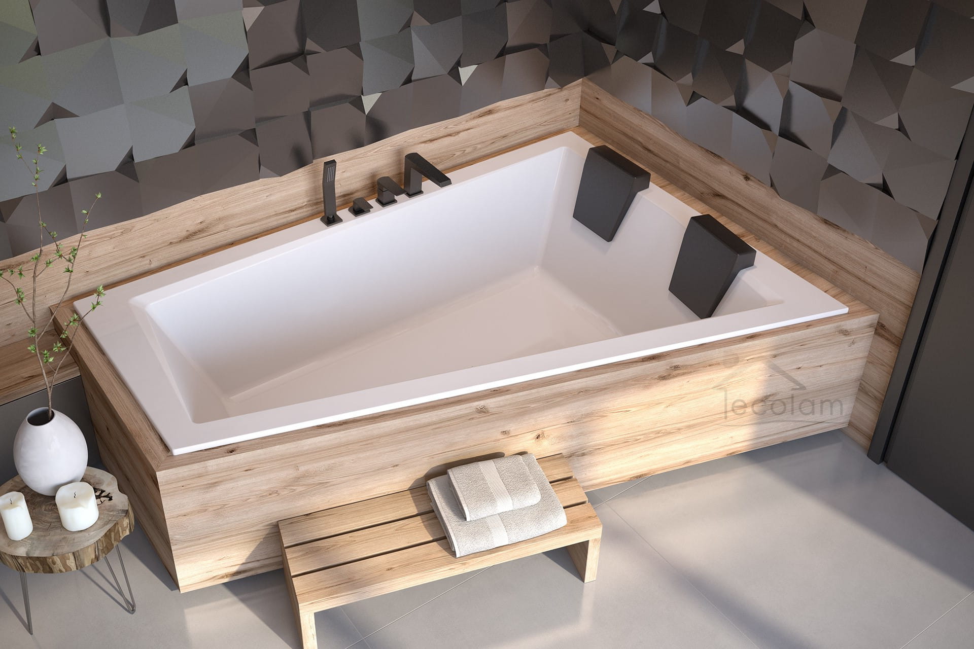 Badewanne Eckbadewanne Intima Duo 170 x 125 cm rechts optional Kopfstütze ECOLAM