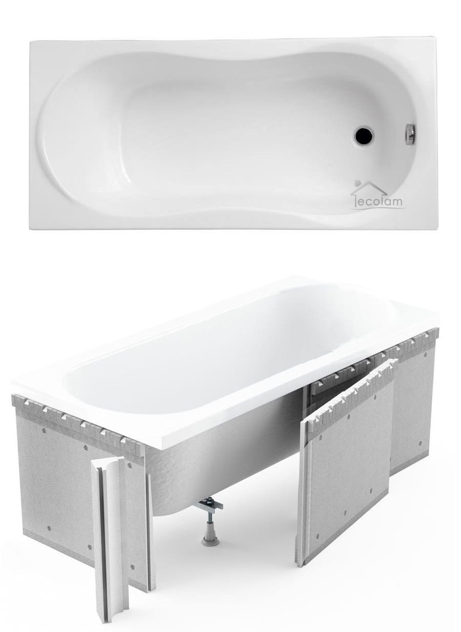 Badewanne Rechteck 170x70 cm Gracja Ablage Badewannenbrett Bambus ECOLAM