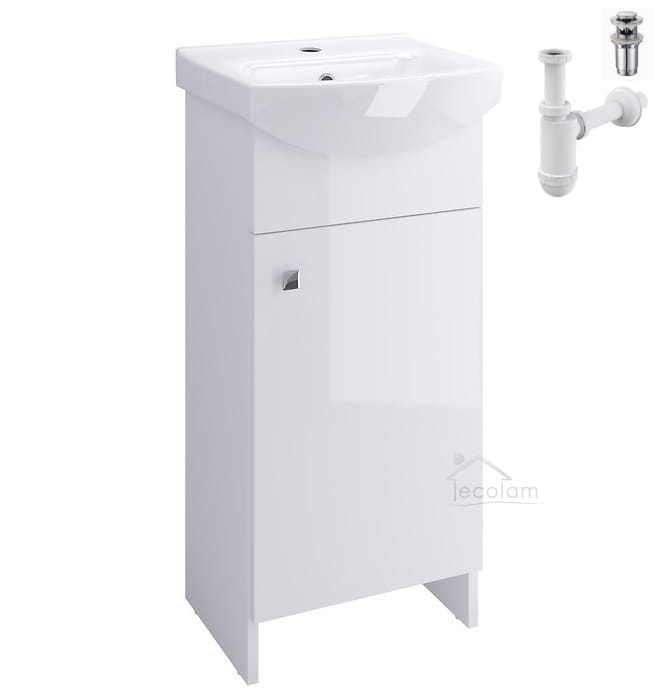 Badmöbel Waschbecken + Unterschrank 40 Cm Sati Optional: Click Clack Siphon Ecolam