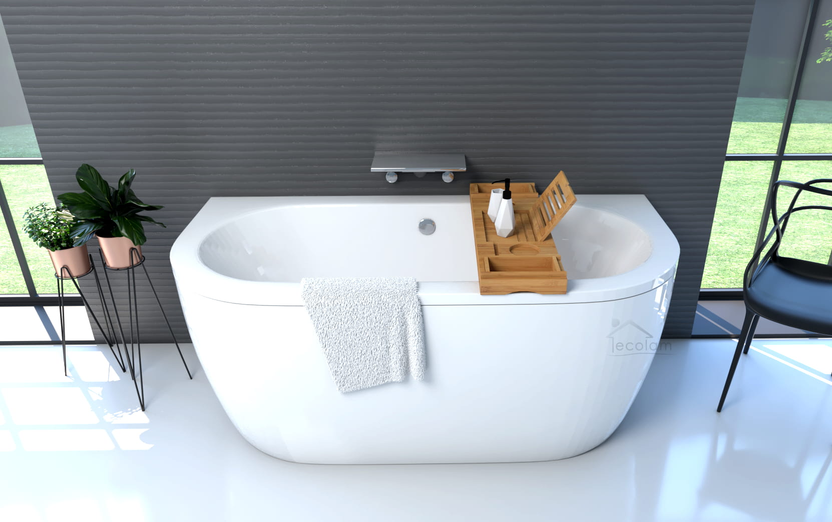 VorwandBadewanne freistehende Badewanne 160 x 75 cm Ablauf Click Clack Vista Ablage