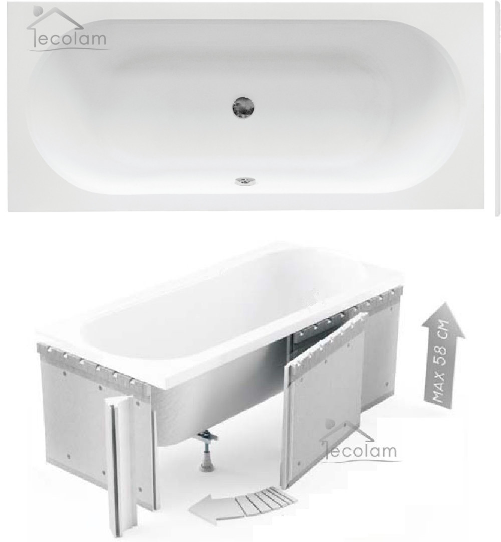 Badewanne Rechteck Vitae 150 x 75 cm NIEDRIGER WANNENRAND SLIM ECOLAM