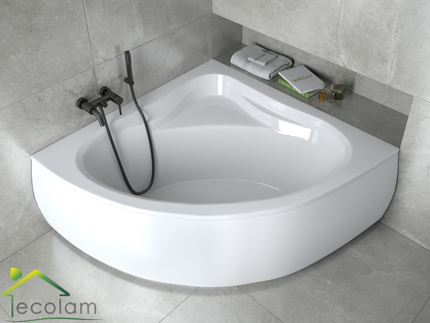 Badewanne Eckwanne Mia 130x130 cm ECOLAM