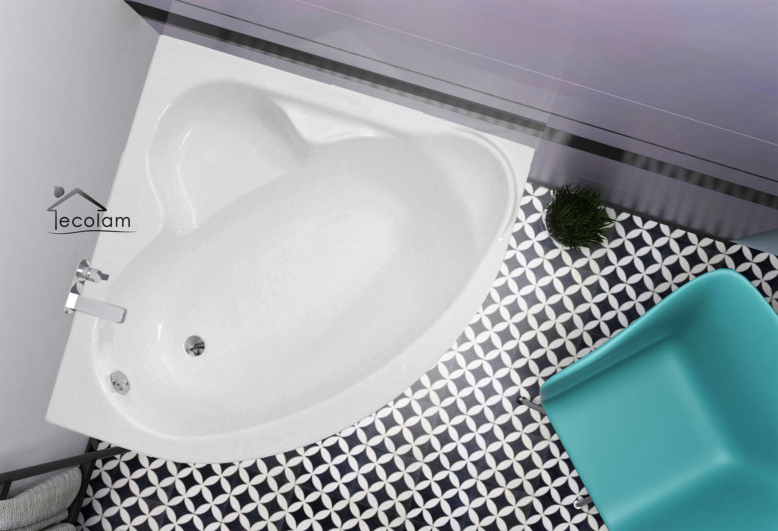 Badewanne Eckwanne Standard 120 x 120 cm ECOLAM