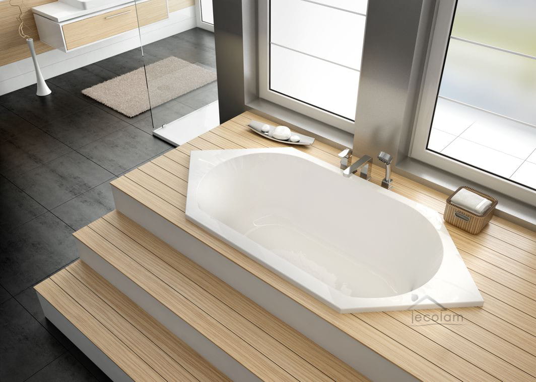 moderne Sechseck Badewanne 6Eck Wanne 190 x 90 cm Keos ECOLAM