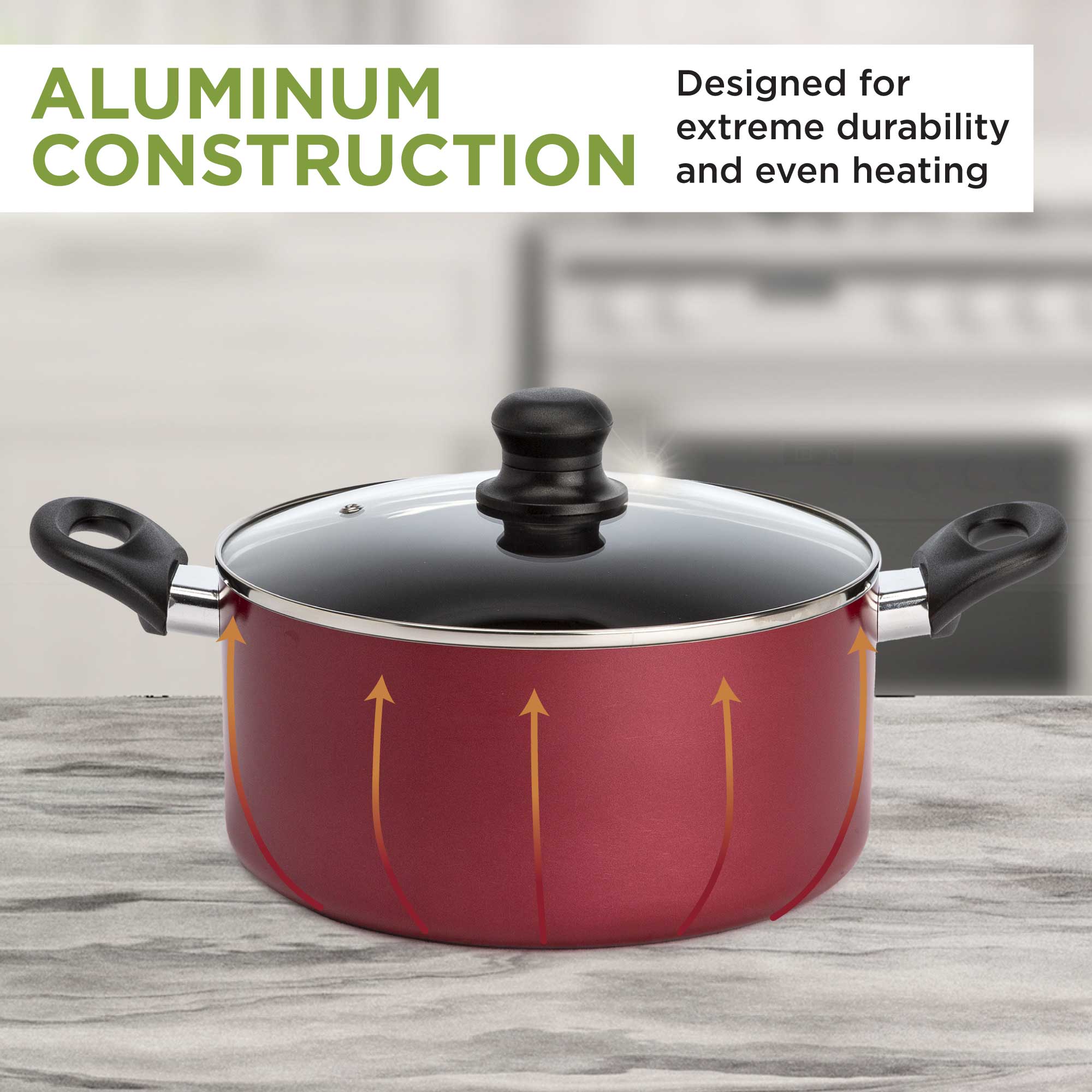 Easy Clean NonStick Dutch Oven, 5 Quart, Red Ecolution Ecolution