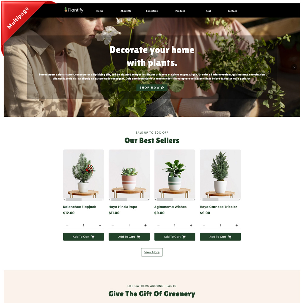 Plantify Premium Multipage Plant Shopify template