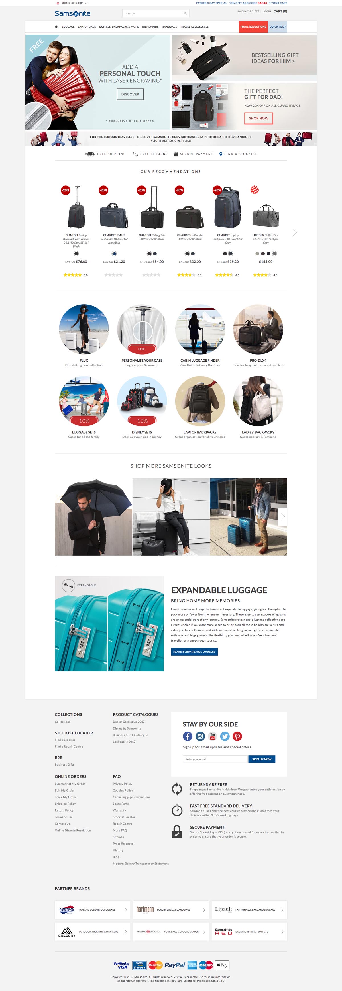 Samsonite site Design Gallery & Tech Inspiration