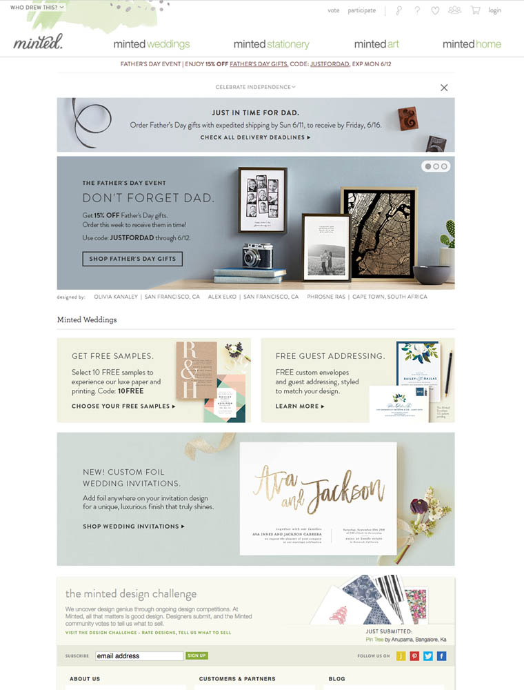 Minted site Design Gallery & Tech Inspiration