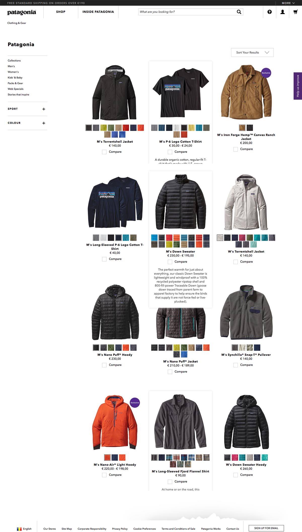 Patagonia site Design Gallery & Tech Inspiration